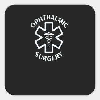 Pegatina Cuadrada Médico de cirugía oftálmica Enfermera Caduceo médi