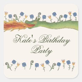 Pegatina Cuadrada Medieval Ren Faire dragon