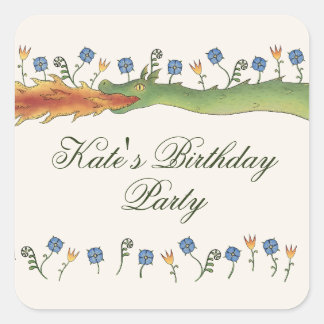 Pegatina Cuadrada Medieval Ren Faire dragon