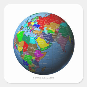 Pegatina Cuadrada Medio Oriente en globo