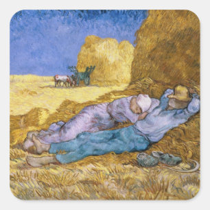 Pegatina Cuadrada Mediodía de Vincent van Gogh el  , la siesta,