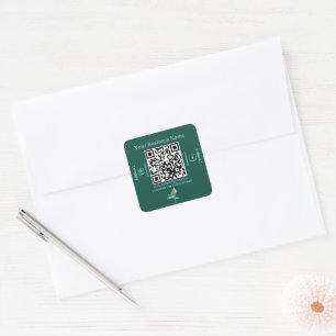 Pegatina Cuadrada Medios sociales botánicos verde azulados QR Code B