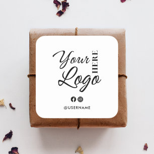 Pegatina Cuadrada Medios sociales del logotipo profesional Black Bus