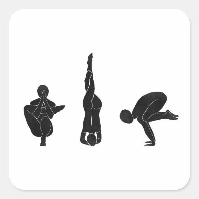 Pegatina Cuadrada Meditación, yoga, Actitud (Anverso)
