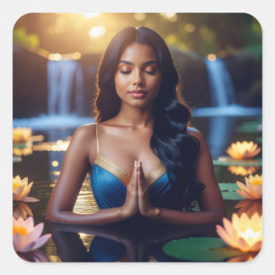 PEGATINA CUADRADA MEDITACIÓN - YOGA - BIENESTAR - CARPE DIEM