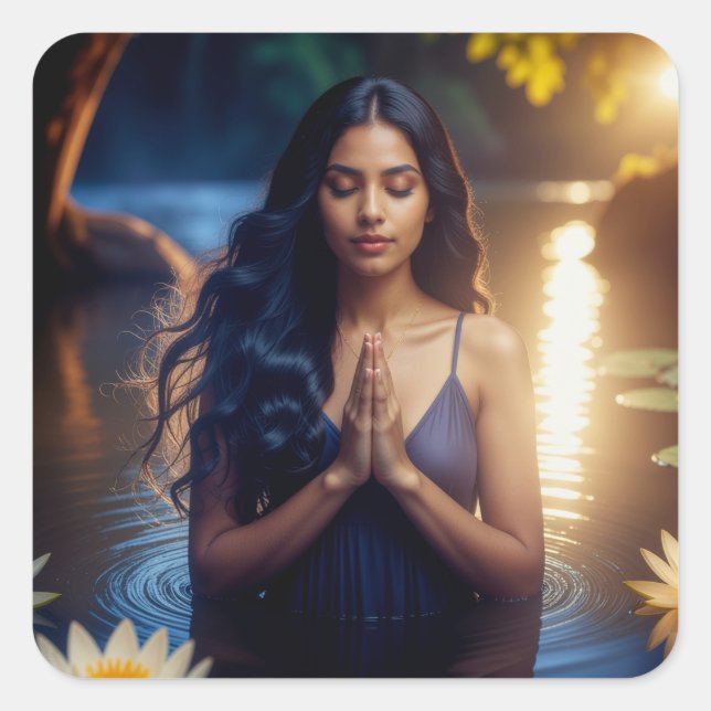 PEGATINA CUADRADA MEDITATION - YOGA - WELLNESS - CARPE DIEM (Anverso)