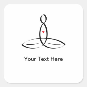 Pegatina Cuadrada Meditator estilizado con el texto adaptable