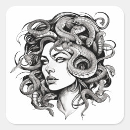 Pegatina Cuadrada Medusa