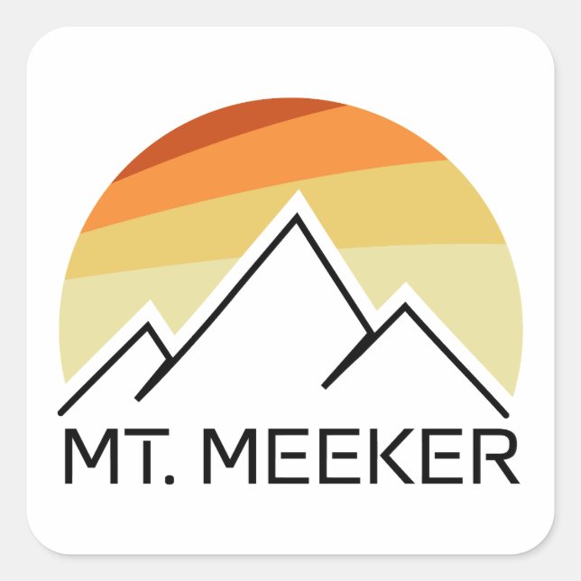 Pegatina Cuadrada Meeker Colorado Retro (Anverso)