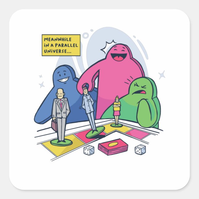 PEGATINA CUADRADA MEEPLE UNIVERSE (Anverso)