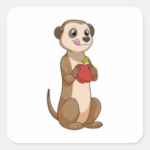 Pegatina Cuadrada Meerkat con Apple