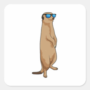 Pegatina Cuadrada Meerkat con gafas de sol
