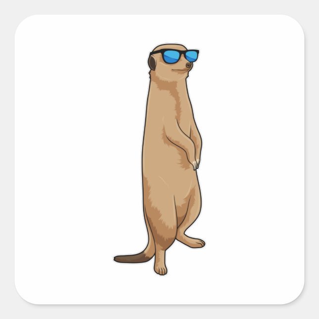 Pegatina Cuadrada Meerkat con gafas de sol (Anverso)