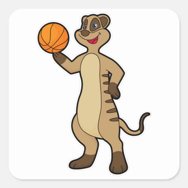 Pegatina Cuadrada Meerkat en Basketball Sports (Anverso)