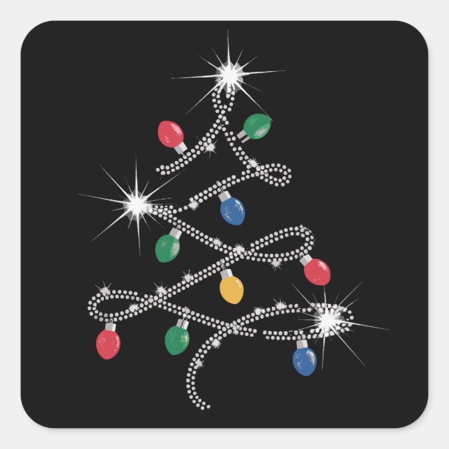 Pegatina Cuadrada Mega Bling Diamante de imitación de árbol claro pa (Anverso)