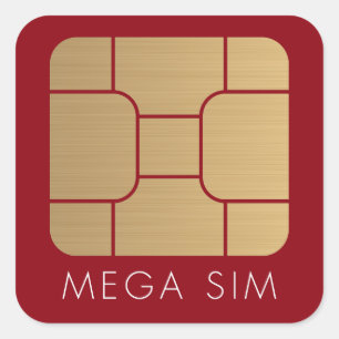 Pegatina Cuadrada Mega formato de tarjeta SIM inteligente oro falso