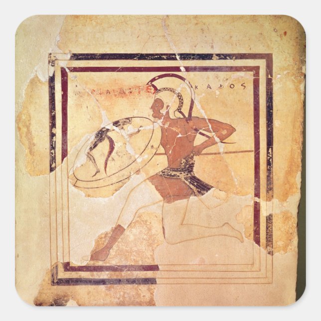 Pegatina Cuadrada Megakles la Feria, 500 a.C. (Anverso)