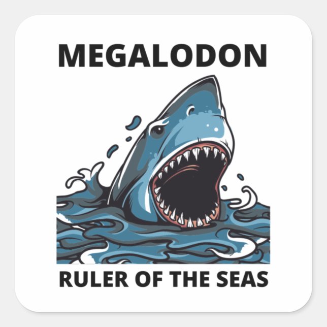 Pegatina Cuadrada Megalodon (Anverso)