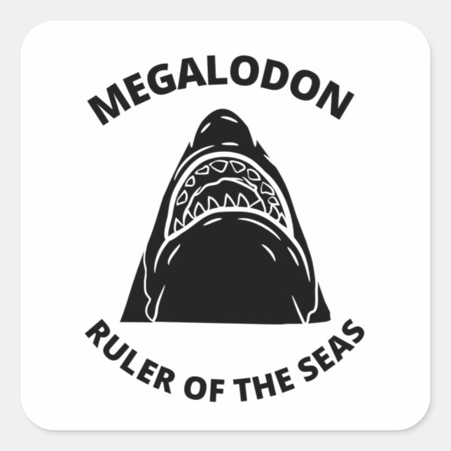Pegatina Cuadrada Megalodon (Anverso)