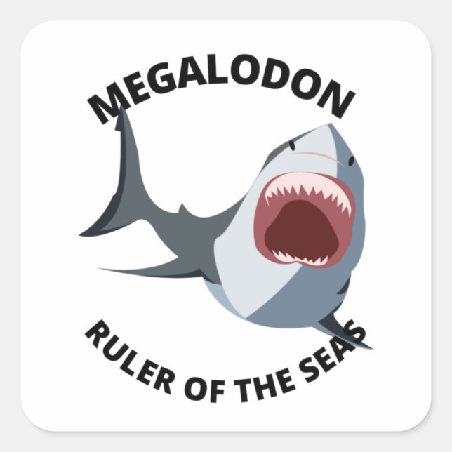 Pegatina Cuadrada Megalodon (Anverso)