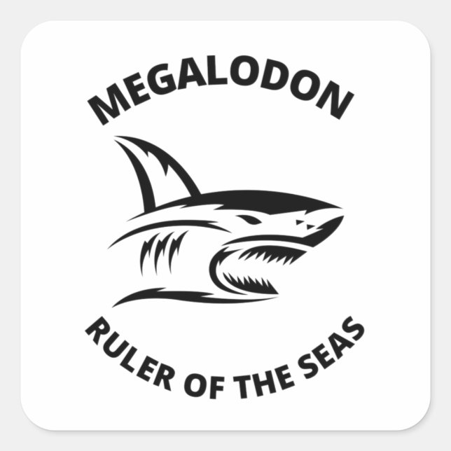 Pegatina Cuadrada Megalodon (Anverso)