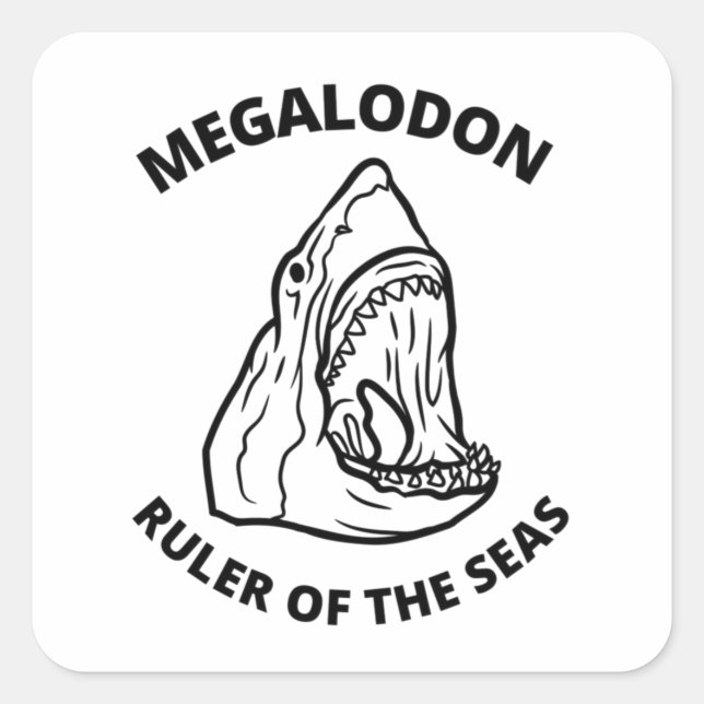 Pegatina Cuadrada Megalodon (Anverso)