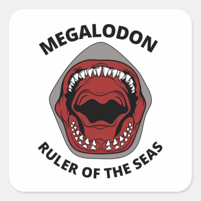 Pegatina Cuadrada Megalodon (Anverso)