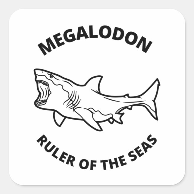 Pegatina Cuadrada Megalodon (Anverso)