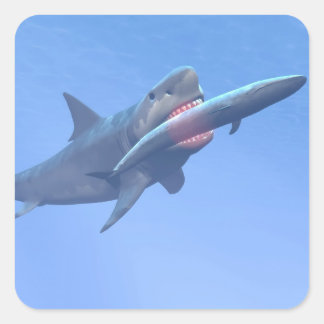 Pegatina Cuadrada Megalodon comiendo una ballena