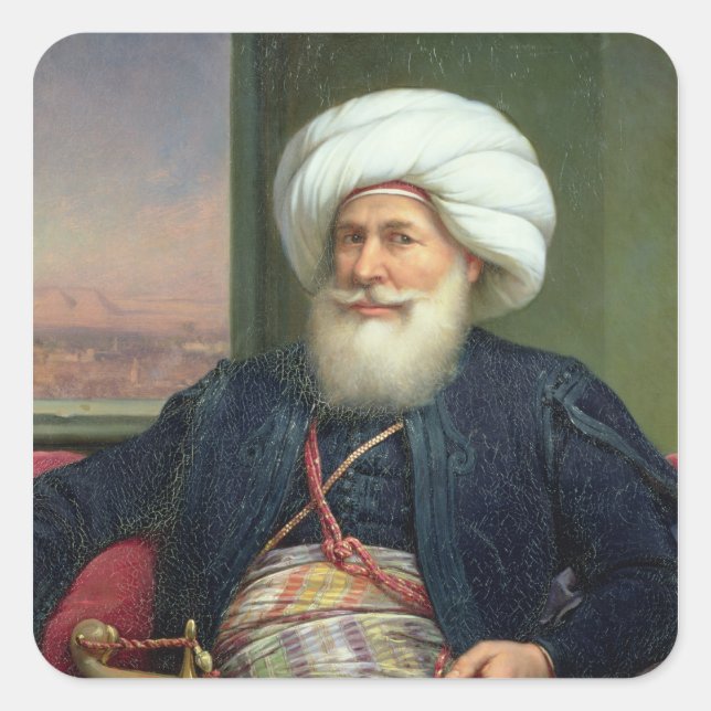 Pegatina Cuadrada Mehemet Ali, 1840 (Anverso)