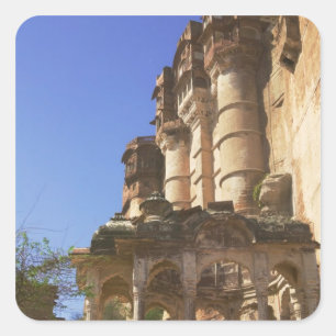 Pegatina Cuadrada Meherangarh, el majestuoso fuerte, Jodhpur,