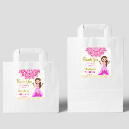 Pegatina Cuadrada Mehndi pink magenta mandala novia india gracias