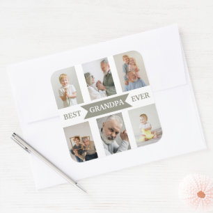 Pegatina Cuadrada Mejor Abuelo del Mundo Sticker de Fotos Personal