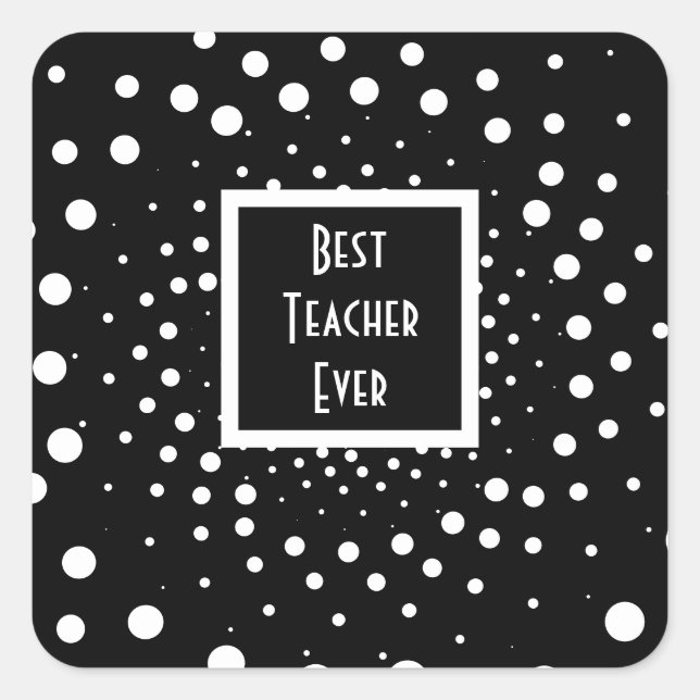 Pegatina Cuadrada Mejor Apreciación De Maestros En Blanco Y Negro (Anverso)