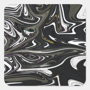 Pegatina Cuadrada Mejor arte abstracto en blanco y negro, pintura ab