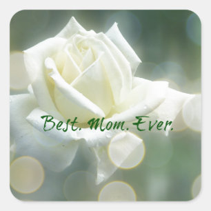 Pegatina Cuadrada Mejor cita de mamá con Rosa