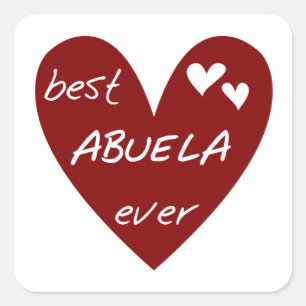 Pegatina Cuadrada Mejor Corazón Rojo Abuela Jamás Camisetas y Regalo