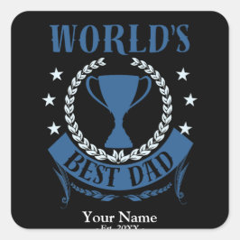 Pegatina Cuadrada Mejor Día del Mejor Padre del Mundo Regalo de Cump