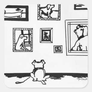 Pegatina Cuadrada Mejor dibujo de línea de perro por diseños de Wi