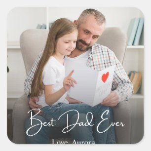 Pegatina Cuadrada Mejor foto personalizada de papá