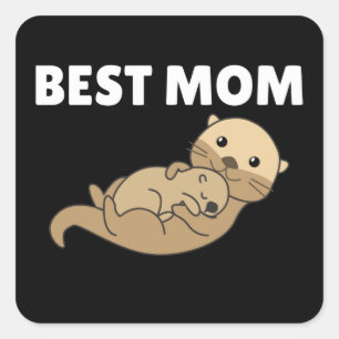 Pegatina Cuadrada Mejor Juego De Mantequilla Para Mama Sweet Animals