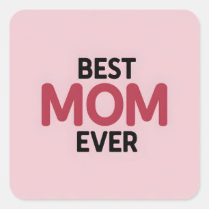 Pegatina Cuadrada Mejor Mamá Rosa
