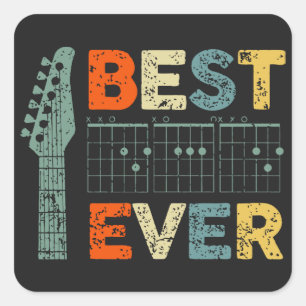 Pegatina Cuadrada mejor papá de guitarra que nunca acorde mejor papá