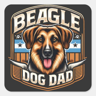 Pegatina Cuadrada Mejor Papá De Todos Los Tiempos - Perro De Regalo 