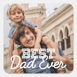Pegatina Cuadrada Mejor Papá del Mundo Moderno Stitch Foto Personali
