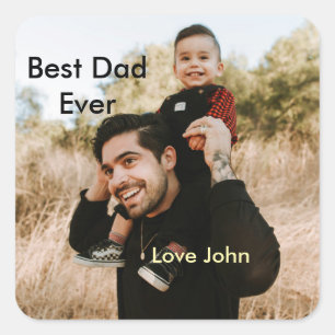 Pegatina Cuadrada Mejor papá del mundo regalo de padre nombre simple