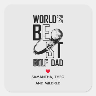 Pegatina Cuadrada Mejor Papá Golf del Mundo - Un regalo divertido y