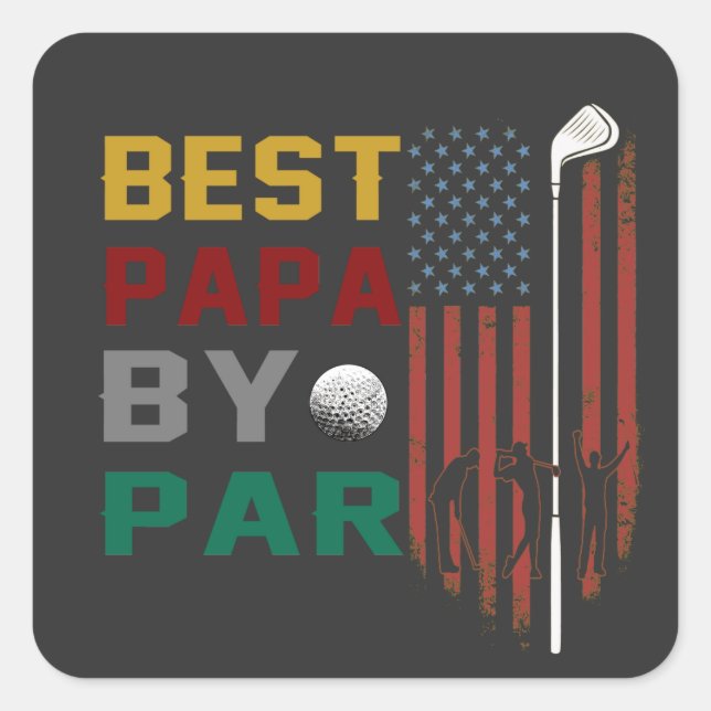 Pegatina Cuadrada mejor papá por par golf T-Shirt (Anverso)