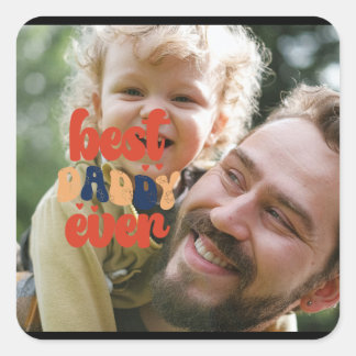 Pegatina Cuadrada Mejor Papá Retro Foto Personalizada  