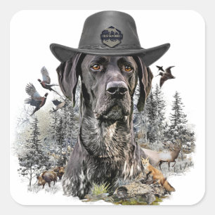 Pegatina Cuadrada Mejor Perro Cazador (GSP)